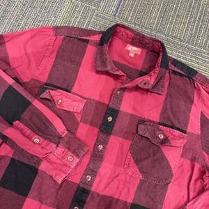 Arizona Jeans Mens‎ XL Red Black Buffalo Plaid Long Sleeve Flannel Shirt